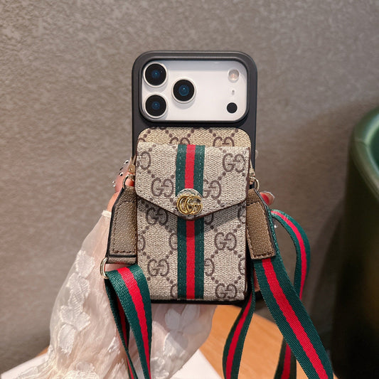 Luxury GG Crossbody iPhone Wallet Case with Strap