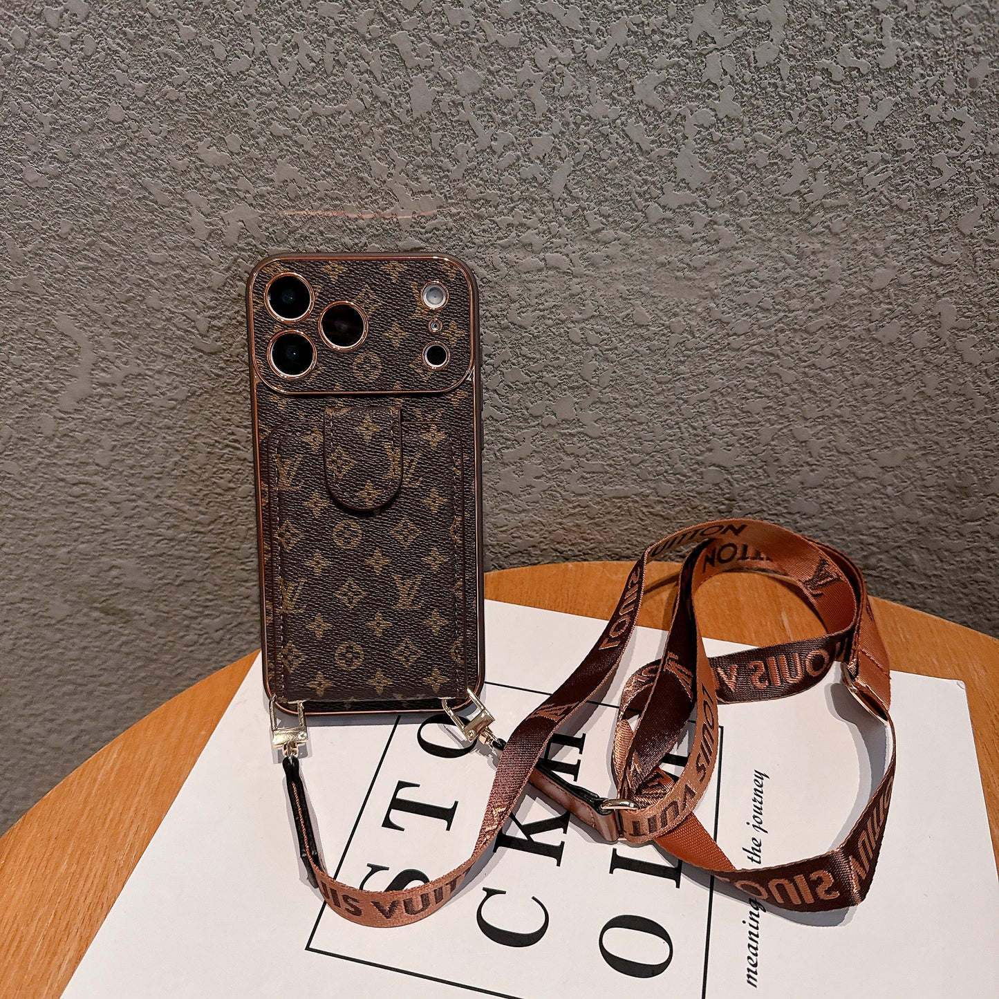Luxury Monogram Phone Case with Crossbody Strap & Card Holder