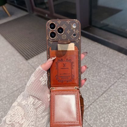 Luxury Monogram Phone Case with Crossbody Strap & Card Holder