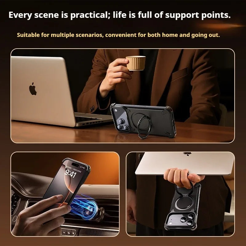 Genuine Leather MagSafe Armor iPhone 17 Case