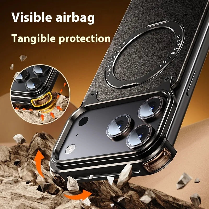 Genuine Leather MagSafe Armor iPhone 17 Case