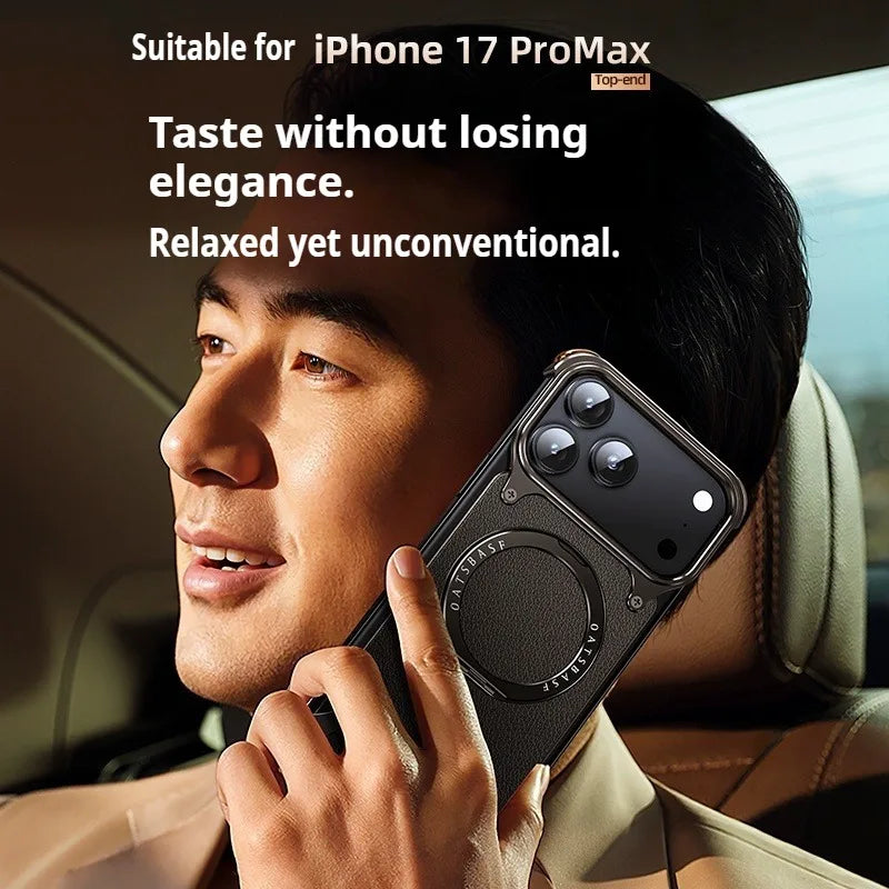 Genuine Leather MagSafe Armor iPhone 17 Case